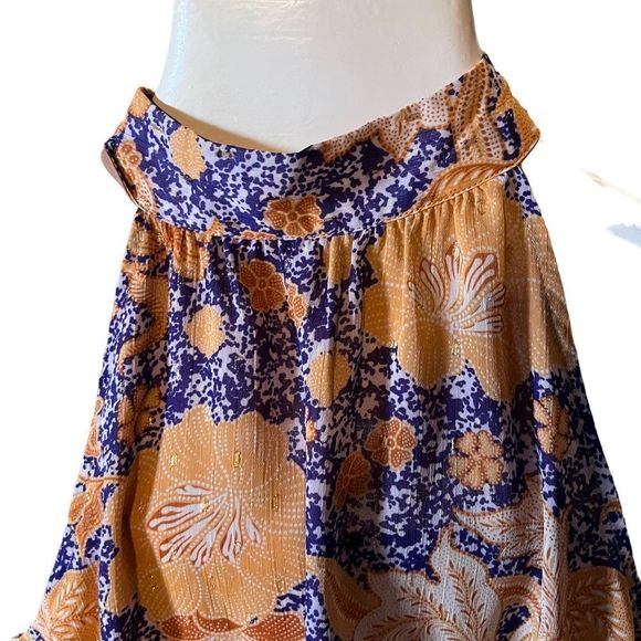 Cupcakes & Cashmere Top Orange and Purple Iridescent High Neck Sleeveless Sz S - Picture 4 of 4